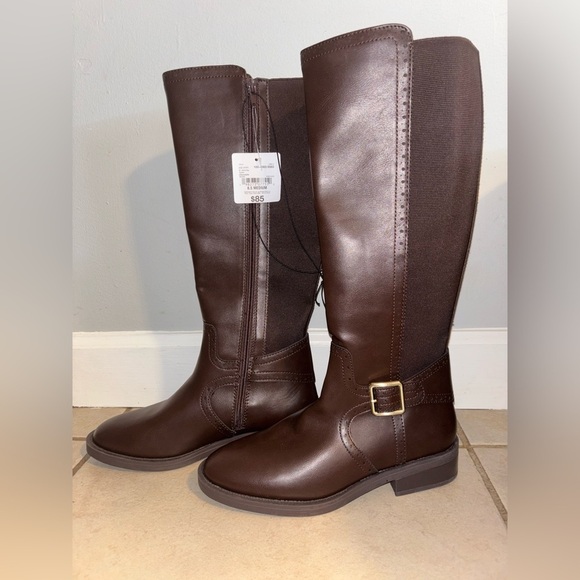 St. John's Bay Shoes - NWT St. Johns Bay Toysen Chocolate Knee High Boots Buckle Memory Foam